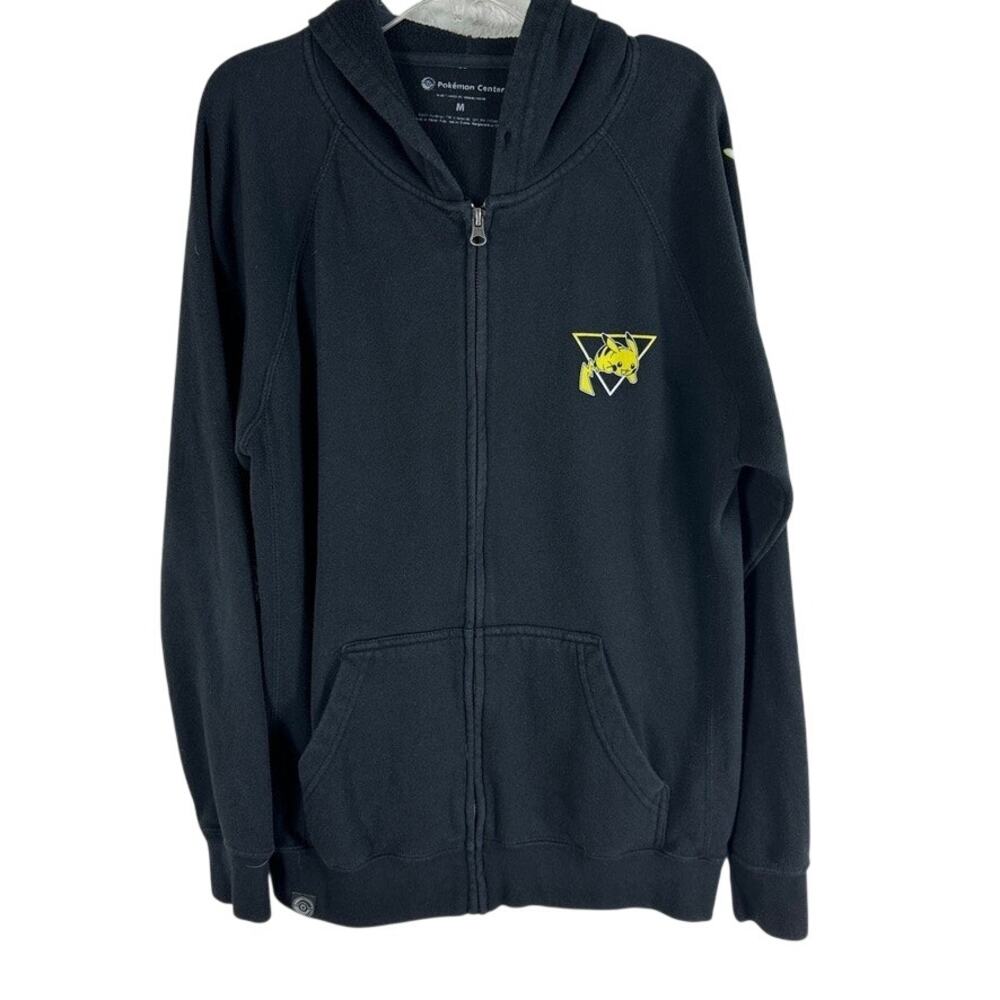 Pokemon Center Pikachu Full Zip Hoodie Black Adult Medium Graphic Fleece jacket
